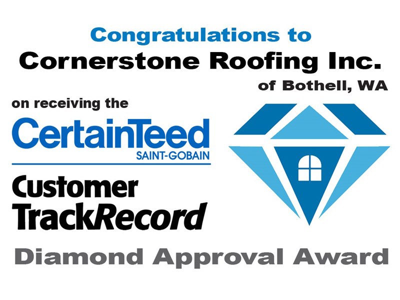CertainTeed Customer TrackRecord 2015 Diamond Approval Award