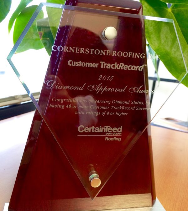CertainTeed 2015 Customer TrackRecord Diamond Approval Award