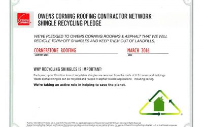 Owens Corning Shingle Recycling Pledge