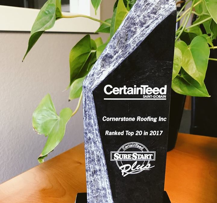 Cornerstone Roofing is #1 in WA and #11 in the nation for CertainTeed SureStart PLUS Warranted Jobs