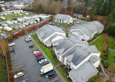 Asphalt Composition Shingle Roof on large apartment building before Roof Replacement in Lynnwood Washington